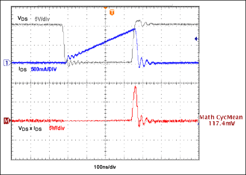 ͼ5. ѹת߶MOSFETĵͿڣ10V3.3V (500mA)ƵΪ1MHzתʱ38ns