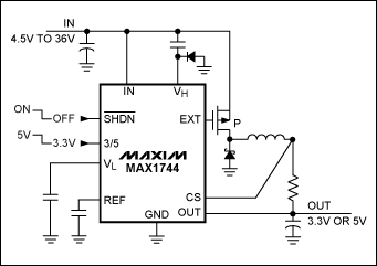 ͼ6. MAX1744/MAX1745Ϊѹ(36V)ѹDC-DC