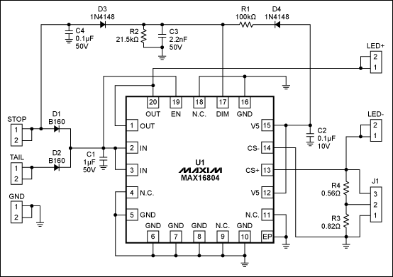 ͼ1. MAX16804LED·ԭͼ